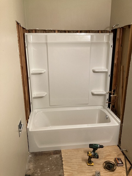 Bathroom Tub Rear Wall Installed.JPG
